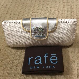 Rafe- White Woven clutch with Elephant